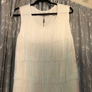 New Calvin Klein fringed white top 1X